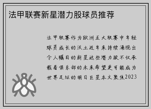 法甲联赛新星潜力股球员推荐